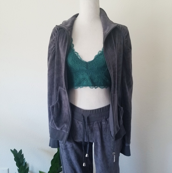 Other - Whisper Gray Velour Track Suit Jacket Pant Small